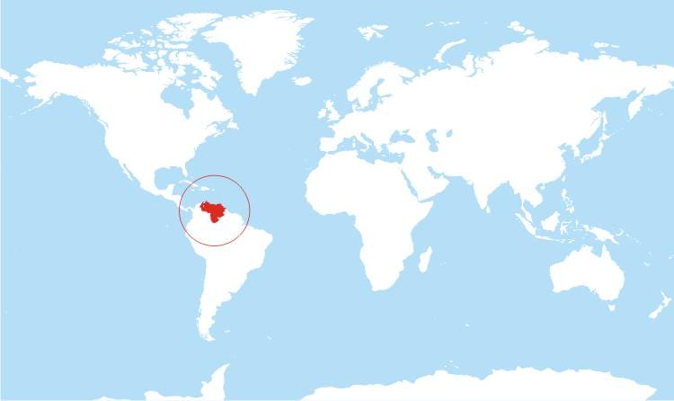 地图，委内瑞拉的位置，在世界
