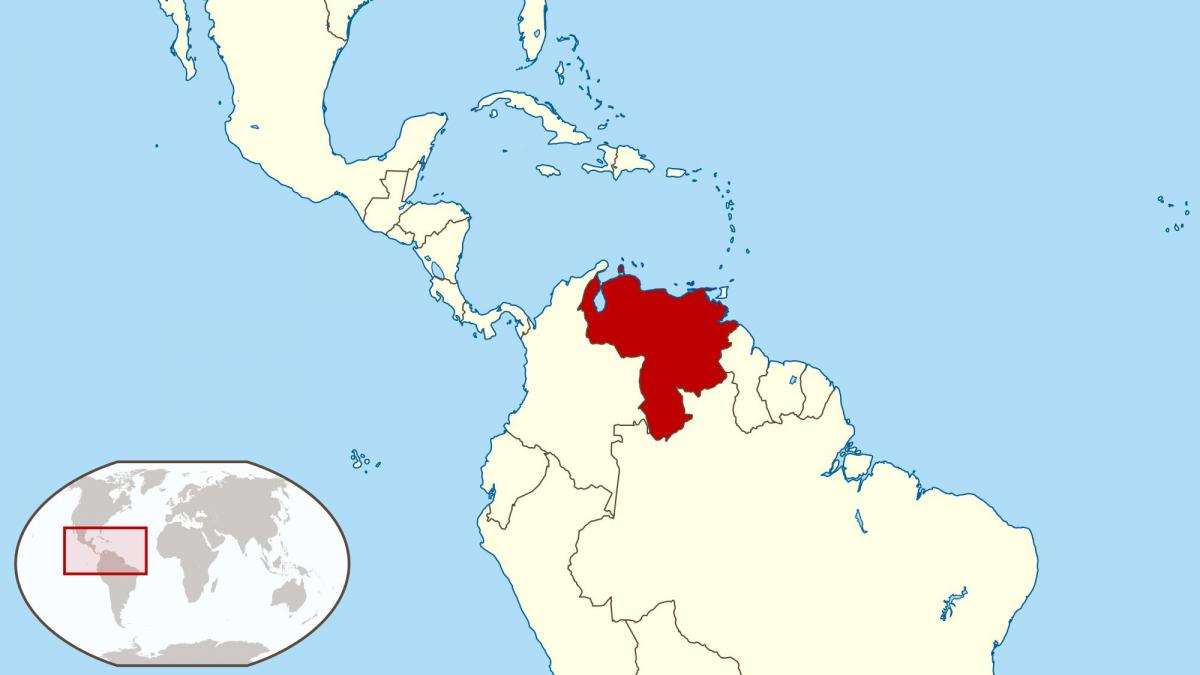 委内瑞拉在地图上的南美洲