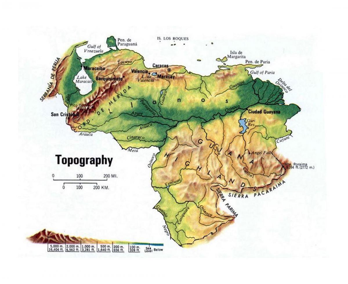 地图，委内瑞拉的地形