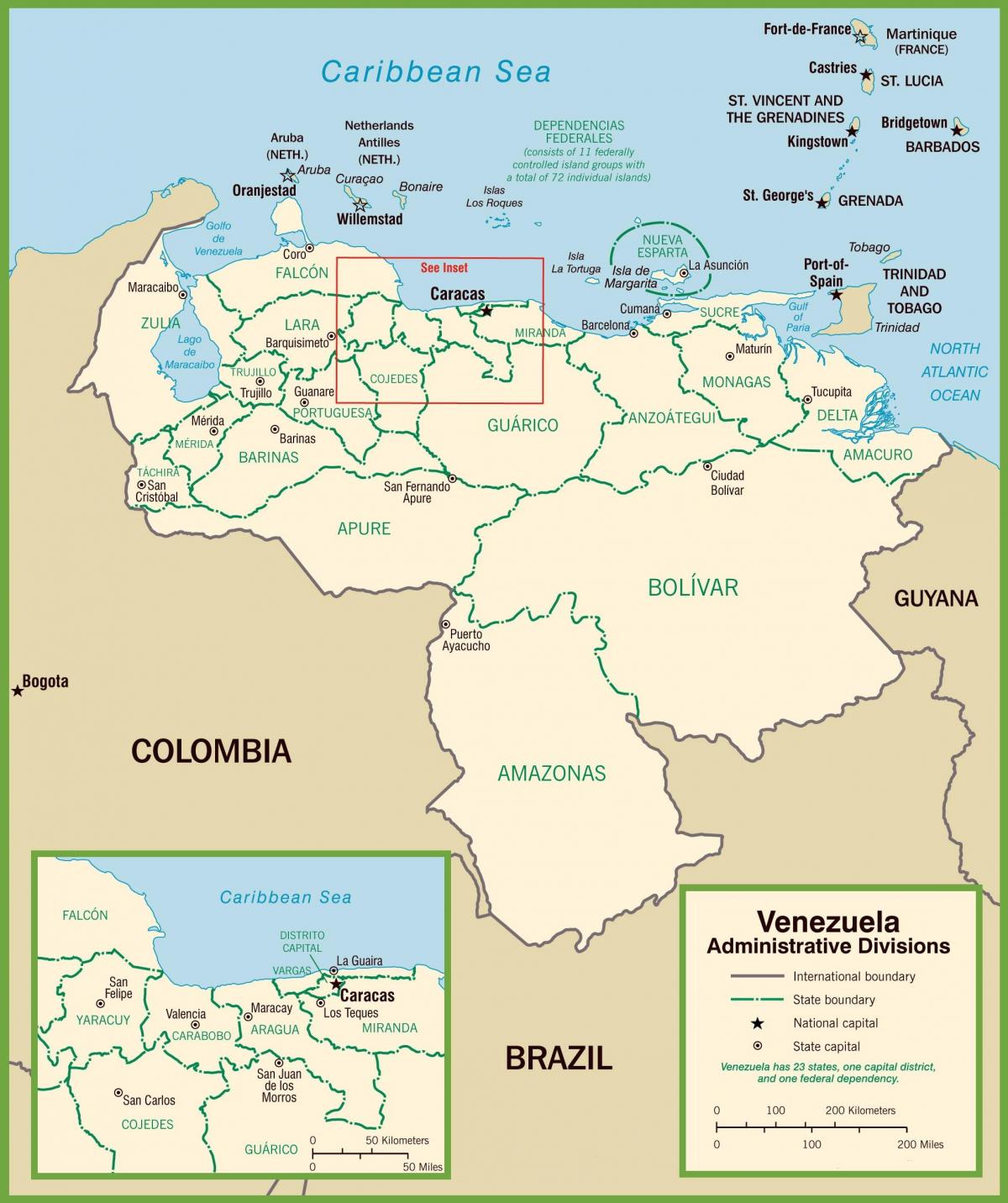 地图的政治委内瑞拉