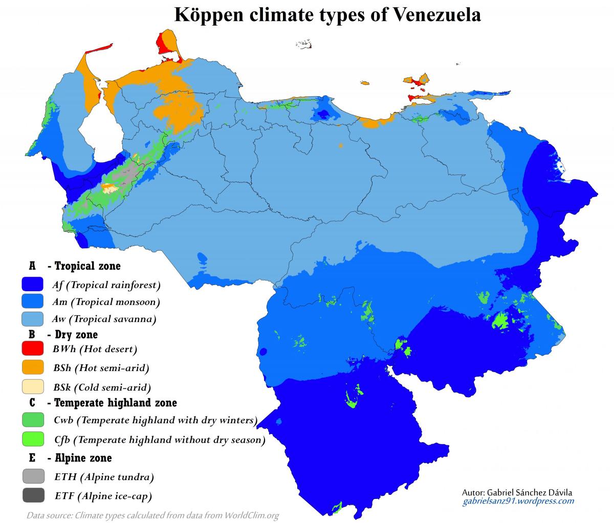 地图，委内瑞拉的气候