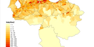 委内瑞拉的人口密度地图